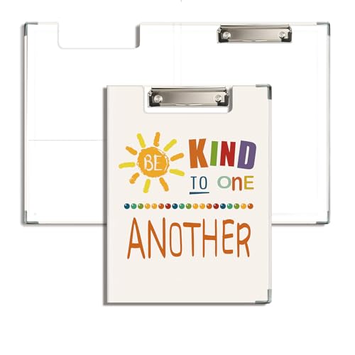 JWVK Inspirierendes Kinder-Klemmbrett-Padfolio mit Aufbewahrungstasche, seien Sie freundlich zueinander, positives Padfolio mit Metall-Klemmbrettern für Klassenzimmer, 31,8 x 22,9 cm von JWVK