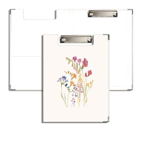 JWVK Minimalistisches Aquarell-Klemmbrett mit Aufbewahrungstasche, bunte Wildblumen, botanisches Padfolio mit Metall-Klemmbrettern für Krankenschwestern, Büro, Klassenzimmer, 31,8 x 22,9 cm JWVK Minimalistisches Aquarell-Klemmbrett mit Aufbewahrungstasche, bunte Wildblumen, botanisches Padfolio mit Metall-Klemmbrettern für Krankenschwestern, Büro, Klassenzimmer, 31,8 x 22,9 cm von JWVK