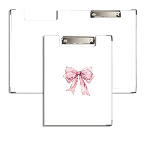 JWVK Pinkes Klemmbrett mit Schleife, niedliches adrettes rosa Padfolio mit Metall-Klemmbrettern für Krankenschwestern, Büro, Klassenzimmer, 31,8 x 22,9 cm JWVK Pinkes Klemmbrett mit Schleife, niedliches adrettes rosa Padfolio mit Metall-Klemmbrettern für Krankenschwestern, Büro, Klassenzimmer, 31,8 x 22,9 cm von JWVK