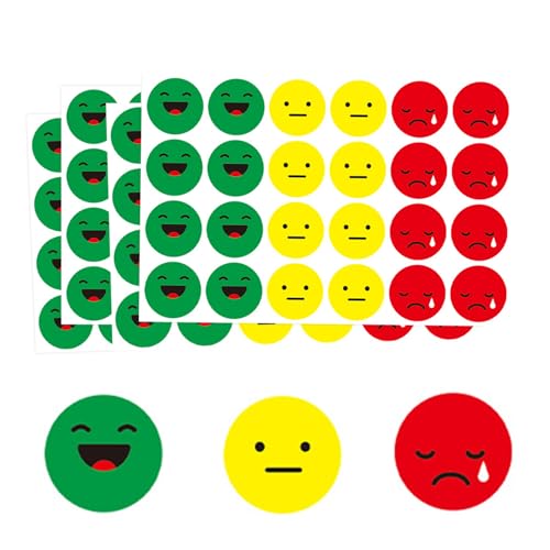 1200 Stück Smile Aufkleber Sticker 25mm Stimmungsaufkleber Smiley Face Sticker für Tagebuch Moderationskarten Moderationskoffer Belohnungssticker,Rot, Gelb, Grün von JXAXD