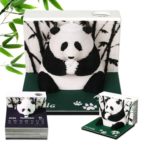 JXAXD Panda Kalender 2026 mit Stifthalter, 3D Kalender Abreißen 2026, 3D Notizblock Panda, 2026 Schreibtisch 3D Memo Pad Papier, Schnitzen Geschenk Desktop Dekoration für Halloween Weihnachten JXAXD Panda Kalender 2026 mit Stifthalter, 3D Kalender Abreißen 2026, 3D Notizblock Panda, 2026 Schreibtisch 3D Memo Pad Papier, Schnitzen Geschenk Desktop Dekoration für Halloween Weihnachten von JXAXD