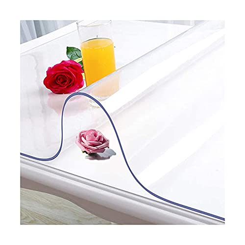 JXFS Glasklar Folie PVC Tischfolie,Kristall Transparente Folie Esstisch Abdeckung,Wasserdicht HitzebestäNdige,Benutzerdefinierte UnterstüTzung,Geeignet FüR KüChe Garten(Color:2mm,Size: 65x115cm) von JXFS