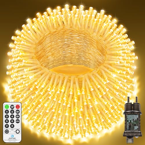 1200 LED Lichterkette Außen, 36M Lichterketten Aussen und Innen 8 Modi mit Timer Transparente Kabel IP44 Wasserdicht für Zimmer Balkon Hof Garten Party Hochzeit Ostern Weihnachtsdeko (Warmweiß) von JXLEDAYY