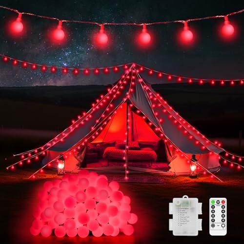 12M 100 LED Halloween Lichter Außen Rot Lichterkette Globe Weihnachten Lichterkette Batteriebetrieben mit Fernbedienung 8 Modi für Garten Schlafzimmer Party Außen Innen Terrasse Zaun Pavillon 12M 100 LED Halloween Lichter Außen Rot Lichterkette Globe Weihnachten Lichterkette Batteriebetrieben mit Fernbedienung 8 Modi für Garten Schlafzimmer Party Außen Innen Terrasse Zaun Pavillon von JXLEDAYY