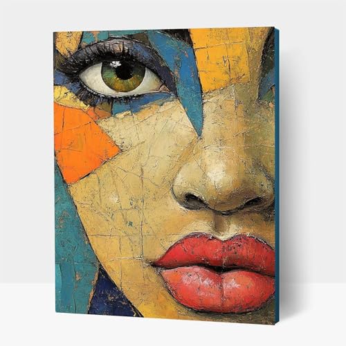 5D Diamond Painting Erwachsene, Diamant Malen Nach Zahlen Abstrakt mit Diamond Painting Zubehör Set Gesicht, Vollbohrer leinwand Malen, Diamant Cross Stitch Bastelset Erwachsene 60x80 cm JXL1-396 von JXLEULIN