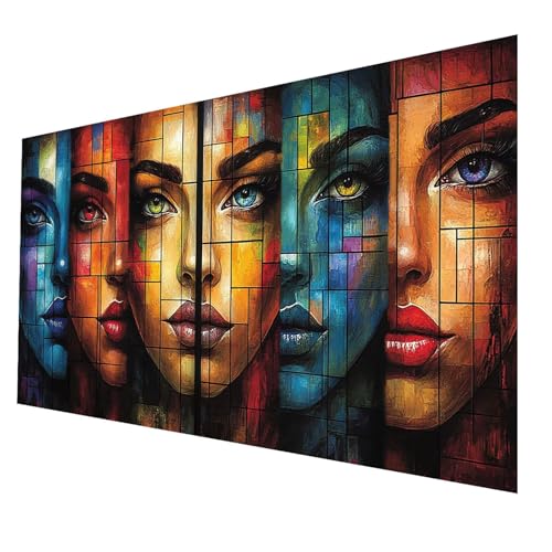 5D Diamond Painting Erwachsene, Diamant Malen Nach Zahlen Abstrakt mit Diamond Painting Zubehör Set Gesicht, Vollbohrer leinwand Malen 70x140cm, Diamant Cross Stitch Bastelset Erwachsene JXL-2327 von JXLEULIN