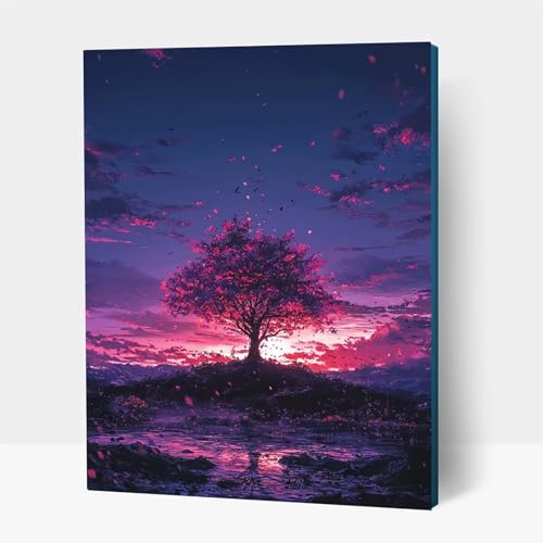 5D Diamond Painting Erwachsene, Diamant Malen Nach Zahlen Baum mit Diamond Painting Zubehör Set Landschaft, Vollbohrer leinwand Malen, Diamant Cross Stitch Bastelset Erwachsene 30 x 40 cm JXL1-15432 von JXLEULIN