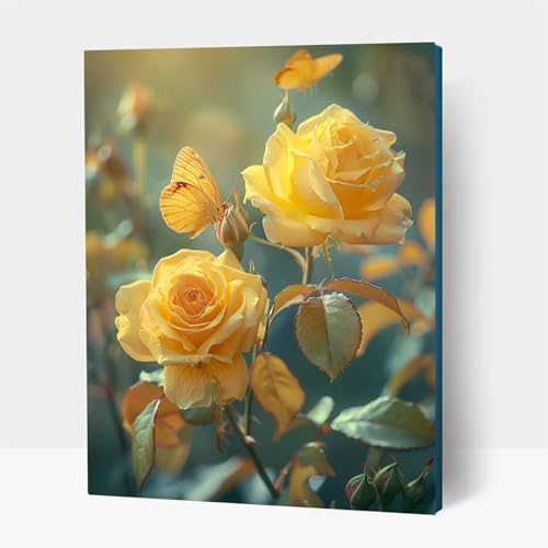 5D Diamond Painting Erwachsene, Diamant Malen Nach Zahlen Blume mit Diamond Painting Zubehör Set Schmetterling, Vollbohrer leinwand Malen, Diamant Cross Stitch Bastelset Erwachsene 50x70 cm JXL1-13845 von JXLEULIN