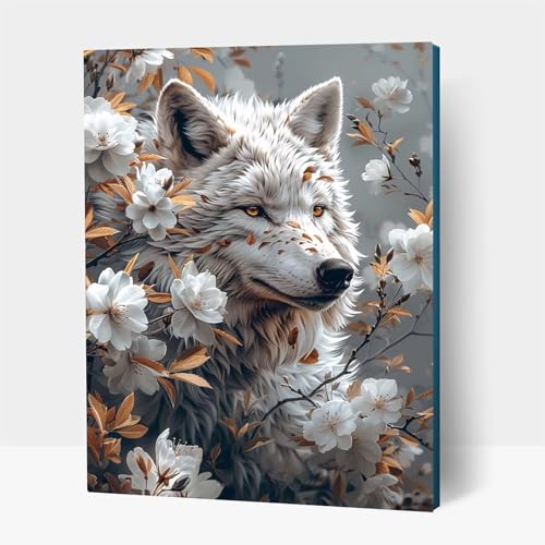 5D Diamond Painting Erwachsene, Diamant Malen Nach Zahlen Blume mit Diamond Painting Zubehör Set Wolf, Vollbohrer leinwand Malen, Diamant Cross Stitch Bastelset Erwachsene 90 x 120 cm JXL1-13639 von JXLEULIN