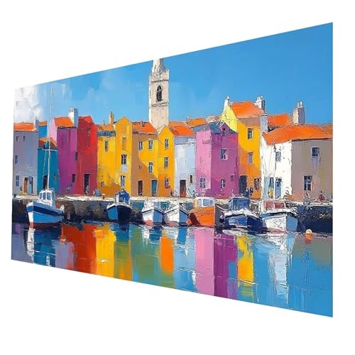 5D Diamond Painting Erwachsene, Diamant Malen Nach Zahlen Boot mit Diamond Painting Zubehör Set Kleine Stadt, Vollbohrer leinwand Malen 50 x 100 cm, Diamant Cross Stitch Bastelset Erwachsene JXL-5305 5D Diamond Painting Erwachsene, Diamant Malen Nach Zahlen Boot mit Diamond Painting Zubehör Set Kleine Stadt, Vollbohrer leinwand Malen 50 x 100 cm, Diamant Cross Stitch Bastelset Erwachsene JXL-5305 von JXLEULIN