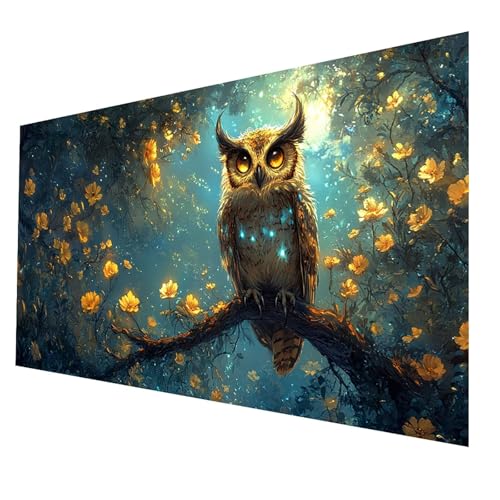 5D Diamond Painting Erwachsene, Diamant Malen Nach Zahlen Eule mit Diamond Painting Zubehör Set Blume, Vollbohrer leinwand Malen 50 x 100 CM, Diamant Cross Stitch Bastelset Erwachsene JXL-4145 von JXLEULIN