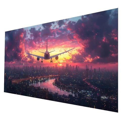 5D Diamond Painting Erwachsene, Diamant Malen Nach Zahlen Flugzeug mit Diamond Painting Zubehör Set Stadt, Vollbohrer leinwand Malen 80 x 160 cm, Diamant Cross Stitch Bastelset Erwachsene JXL-4028 5D Diamond Painting Erwachsene, Diamant Malen Nach Zahlen Flugzeug mit Diamond Painting Zubehör Set Stadt, Vollbohrer leinwand Malen 80 x 160 cm, Diamant Cross Stitch Bastelset Erwachsene JXL-4028 von JXLEULIN