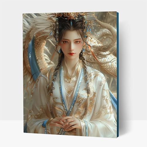 5D Diamond Painting Erwachsene, Diamant Malen Nach Zahlen Göttin mit Diamond Painting Zubehör Set Drachen, Vollbohrer leinwand Malen, Diamant Cross Stitch Bastelset Erwachsene 60x80 cm JXL1-8496 von JXLEULIN