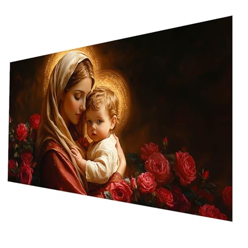 5D Diamond Painting Erwachsene, Diamant Malen Nach Zahlen Heilige Mutter mit Diamond Painting Zubehör Set Blume, Vollbohrer leinwand Malen 90x180CM, Diamant Cross Stitch Bastelset Erwachsene JXL-6449 von JXLEULIN