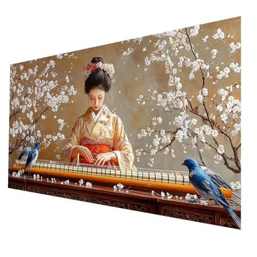 5D Diamond Painting Erwachsene, Diamant Malen Nach Zahlen Japanische Frau mit Diamond Painting Zubehör Set Vogel, Vollbohrer leinwand Malen 90x180cm, Diamant Cross Stitch Bastelset Erwachsene JXL-2169 von JXLEULIN
