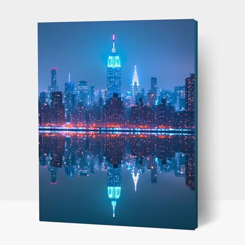 5D Diamond Painting Erwachsene, Diamant Malen Nach Zahlen Nachtansicht mit Diamond Painting Zubehör Set Stadt, Vollbohrer leinwand Malen, Diamant Cross Stitch Bastelset Erwachsene 50x70cm JXL1-20695 von JXLEULIN
