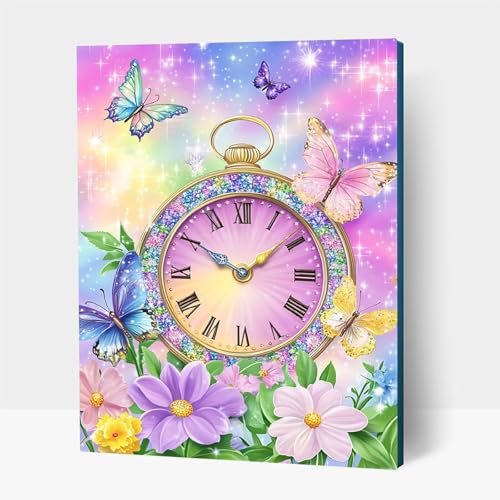 5D Diamond Painting Erwachsene, Diamant Malen Nach Zahlen Schmetterling mit Diamond Painting Zubehör Set Blume, Vollbohrer leinwand Malen, Diamant Cross Stitch Bastelset Erwachsene 70x95 cm JXL1-13917 von JXLEULIN