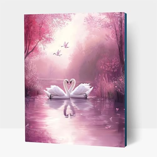 5D Diamond Painting Erwachsene, Diamant Malen Nach Zahlen Schwan mit Diamond Painting Zubehör Set Landschaft, Vollbohrer leinwand Malen, Diamant Cross Stitch Bastelset Erwachsene 60x80 cm JXL1-23506 von JXLEULIN