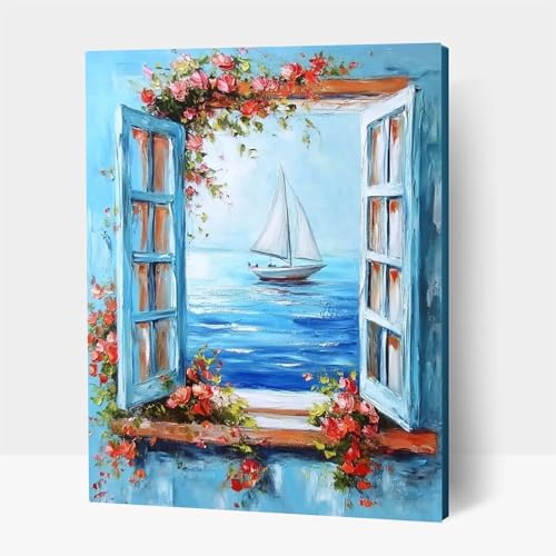 5D Diamond Painting Erwachsene, Diamant Malen Nach Zahlen Segelboot mit Diamond Painting Zubehör Set Landschaft, Vollbohrer leinwand Malen, Diamant Cross Stitch Bastelset Erwachsene 35x50cm JXL1-19143 von JXLEULIN