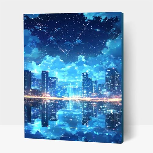 5D Diamond Painting Erwachsene, Diamant Malen Nach Zahlen Stadt mit Diamond Painting Zubehör Set Nachtansicht, Vollbohrer leinwand Malen, Diamant Cross Stitch Bastelset Erwachsene 80x110cm JXL1-13788 von JXLEULIN