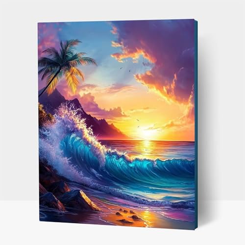 5D Diamond Painting Erwachsene, Diamant Malen Nach Zahlen Strand mit Diamond Painting Zubehör Set Landschaft, Vollbohrer leinwand Malen, Diamant Cross Stitch Bastelset Erwachsene 80x110 cm JXL1-19138 von JXLEULIN