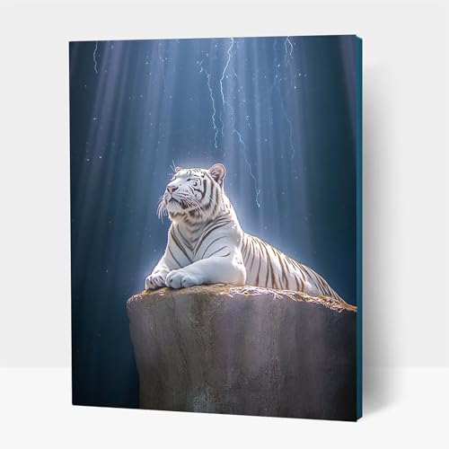 5D Diamond Painting Erwachsene, Diamant Malen Nach Zahlen Tiger mit Diamond Painting Zubehör Set Tier, Vollbohrer leinwand Malen, Diamant Cross Stitch Bastelset Erwachsene 100x135 cm JXL1-17790 von JXLEULIN