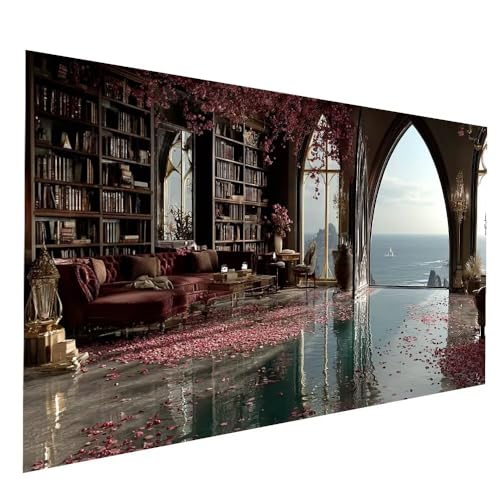Diamond Painting Erwachsene, Diamant Malen Nach Zahlen Blütenblatt mit Diamond Painting Zubehör Set Bücherregal Vollbohrer leinwand Malen 35x70CM, Diamant Cross Stitch Bastelset Erwachsene JXL-12692 von JXLEULIN
