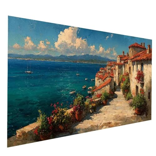 Diamond Painting Kinder Meer Diamond Painting 90x180 cm, DIY Crystal art Cross Stickerei Basteln Erwachsene Kleine Stadt, 5D Diamant Malen Nach Zahlen Erwachsene, Deko Wohnzimmer Geschenke JXL-9888 von JXLEULIN