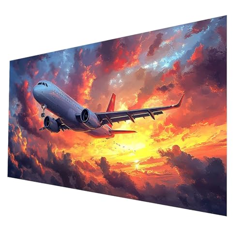 Diamond Painting kinder Flugzeug Diamond Painting 60x120 cm, DIY Crystal art Cross Stickerei Basteln Erwachsene Sonnenuntergang, 5D Diamant Malen Nach Zahlen Erwachsene, Geschenke für Frauen JXL-3236 von JXLEULIN