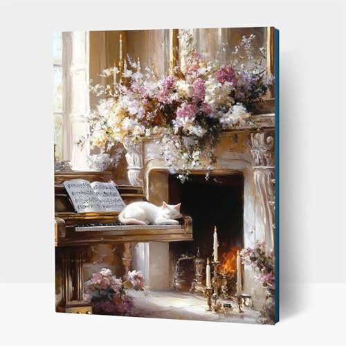 Diamond Painting kinder Kamin Diamond Painting Klavier, DIY Crystal art Cross Stickerei Basteln Erwachsene, 5D Diamant Malen Nach Zahlen Erwachsene, Home Wand Dekor, Geschenke 30x40 cm JXL1-7622 von JXLEULIN