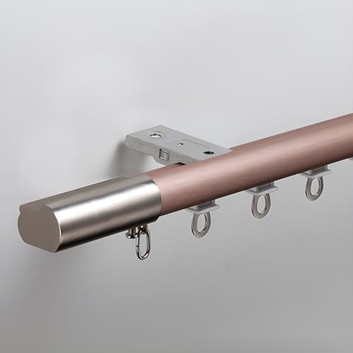 Aluminium-Vorhangschienen-Set - Einläufige Gardinenschiene Installation Von Decke Oder Wand - Wohnmobil-Vorhangschiene - Schwer Vorhangschiene Für Zimmer Büros(Rose gold,130cm) von JXNVHJ