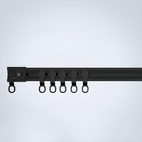 Schwarz Selbstklebende Vorhangschiene, Decken- Oder Wandmontage Vorhangschiene, Ohne Bohren, Einfach Zu Installieren Gardinenstange Für Wohnzimmer/Schlafzimmer/Badezimmer(Side mount,170cm(2x85cm)) von JXNVHJ