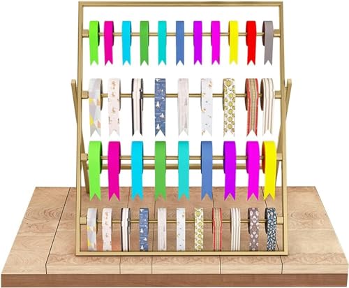 Bandaufbewahrungs-Organizer-Regal, Halter für Bandaufbewahrung, 4-stufiger Präsentationsständer aus Metall für Geschenkbänder mit abnehmbarer Stange, moderne Tischaufbewahrungsregale für den gewerbl Bandaufbewahrungs-Organizer-Regal, Halter für Bandaufbewahrung, 4-stufiger Präsentationsständer aus Metall für Geschenkbänder mit abnehmbarer Stange, moderne Tischaufbewahrungsregale für den gewerbl von JXYQ