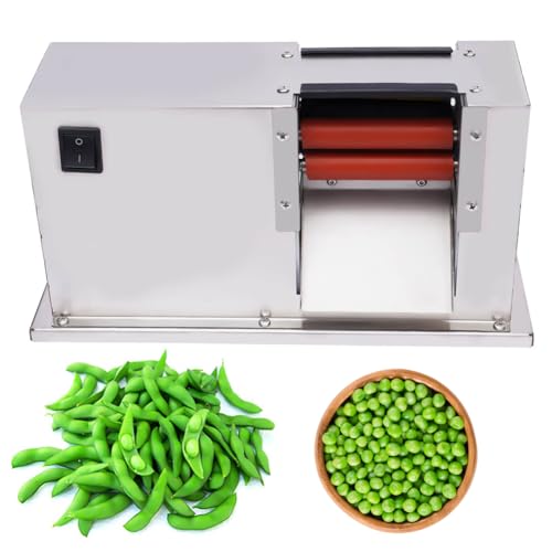 Effiziente elektrische Erbsenschälmaschine (20 W, Doppeltrommel), extrahiert 22 lbs/h, perfekter Bohnenschäler für Erbsen, Sojabohnen und Edamame, 50 U/min, halbautomatischer Erbsen-Bohnenschäler von JXYQ
