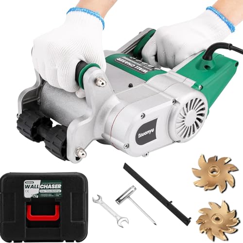 JXYQ 1100 W elektrische Mauernutfräse, Mauernutfräse, Mauernutfräsen mit 25 mm und 35 mm Sägeblättern, Kerbfräser-Set für Boden- und Wandnuten, für Granit, Marmor, Beton JXYQ 1100 W elektrische Mauernutfräse, Mauernutfräse, Mauernutfräsen mit 25 mm und 35 mm Sägeblättern, Kerbfräser-Set für Boden- und Wandnuten, für Granit, Marmor, Beton von JXYQ