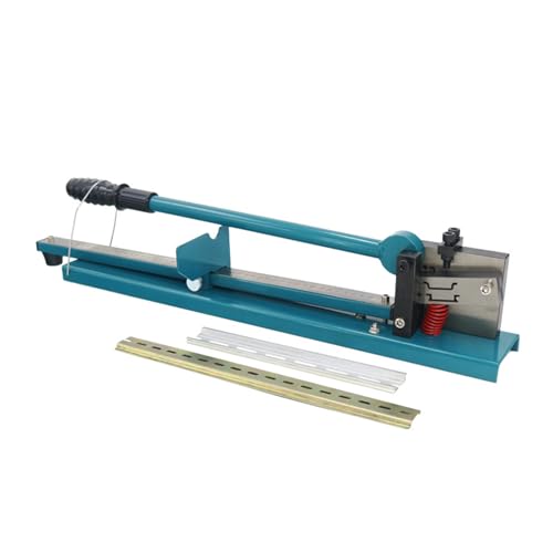 JXYQ DIN-Schienenschneider, manuelles Schienenkanal-Schneidewerkzeug, Doppelnut-Schienenschneider, Schneidemaschine mit Lineal zum Schneiden von Stahl-/Aluminium-/Eisen-/PVC-Schienen (blau) von JXYQ