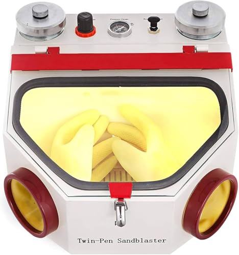 JXYQ Dental-Doppelstift-Feinsandstrahlgerät, 2 Stifte + 2 Tanks, Dentallabor-Sandstrahlgerät, LED-Licht und Sandstrahlgerät mit großem Sichtfenster und Fußpedalsteuerung JXYQ Dental-Doppelstift-Feinsandstrahlgerät, 2 Stifte + 2 Tanks, Dentallabor-Sandstrahlgerät, LED-Licht und Sandstrahlgerät mit großem Sichtfenster und Fußpedalsteuerung von JXYQ