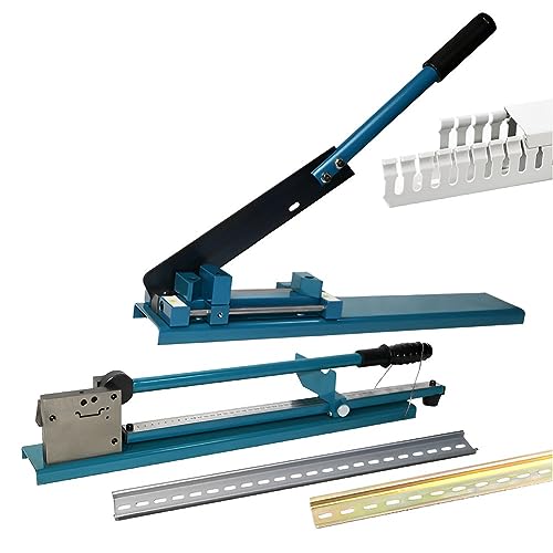 JXYQ Manuelles DIN-Schienen-Schneidewerkzeug, Tisch-Kabelkanal-Schneidemaschine mit Transferschieber, Doppelnut mit Positionierung und 50-cm-Lineal, zum Schneiden von geschlitztem Stahl-Aluminium von JXYQ