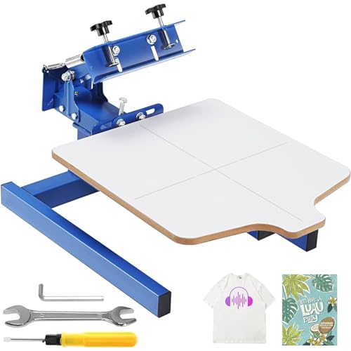 JXYQ Siebdruckmaschine, 1-Farben-Siebdruckmaschine mit 1 Station, 21,2 x 17,7 Zoll große Siebdruckmaschine, doppellagige Positionierungspalette von JXYQ