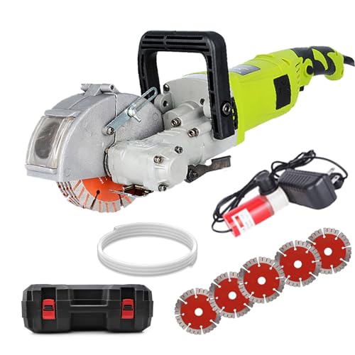 JXYQ Wandnuten-Schneidemaschine, 4000-W-Schlitzmaschine, Wandnutfräse, elektrischer Betonnutenschneider, Ziegelnutfräser mit 5 Klingen, maximale Nuttiefe und -breite 1,4 x 1,2 Zoll, Grün von JXYQ