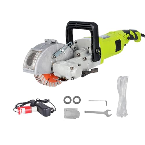 JXYQ Wandschlitzer-Betonschneider, 4000 W elektrische Betonnut-Schneidemaschine mit 5 Sägeblättern für Ziegel, Granit, Marmor, Beton, 30 mm Schnittbreite und 36 mm Schnitttiefe, Grün von JXYQ