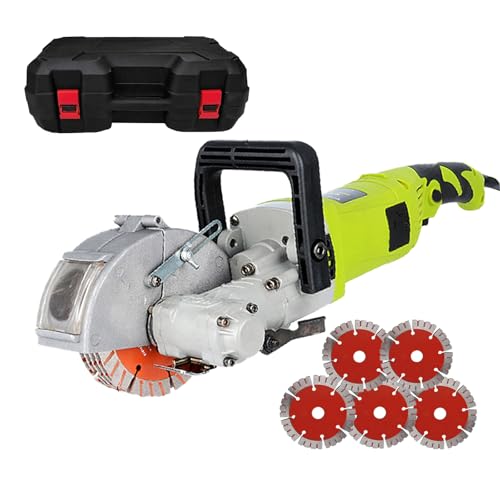 JXYQ Wandschlitzer-Betonschneider, 4000 W elektrische Betonnut-Schneidemaschine mit 5-teiligen Sägeblättern, für Ziegel, Granit, Marmor, Beton, 30 mm Schnittbreite und 36 mm Schnitttiefe, Grün JXYQ Wandschlitzer-Betonschneider, 4000 W elektrische Betonnut-Schneidemaschine mit 5-teiligen Sägeblättern, für Ziegel, Granit, Marmor, Beton, 30 mm Schnittbreite und 36 mm Schnitttiefe, Grün von JXYQ