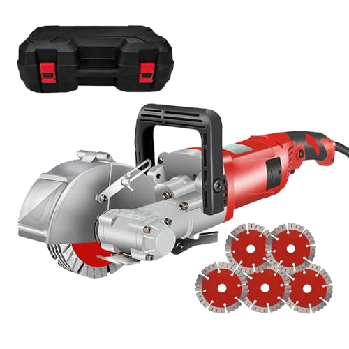 JXYQ Wandschlitzer-Betonschneider, 4000 W elektrische Betonnut-Schneidemaschine mit 5-teiligen Sägeblättern, für Ziegel, Granit, Marmor, Beton, 30 mm Schnittbreite und 36 mm Schnitttiefe, Rot JXYQ Wandschlitzer-Betonschneider, 4000 W elektrische Betonnut-Schneidemaschine mit 5-teiligen Sägeblättern, für Ziegel, Granit, Marmor, Beton, 30 mm Schnittbreite und 36 mm Schnitttiefe, Rot von JXYQ