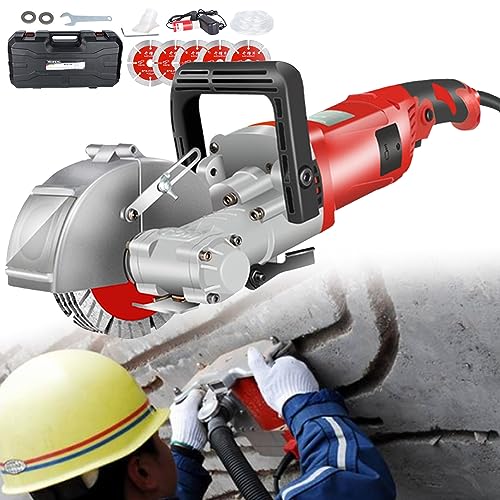 Ziegel-Beton-Schlitzmaschine, Elektrischer Mauerschlitzer mit 5-teiliger Klinge, Industrielle Mauernut-Schneidemaschine 4000 W, Leerlaufdrehzahl 7500 U/min für Granit-Marmor-Beton-Stein, Rot-115 MM Ziegel-Beton-Schlitzmaschine, Elektrischer Mauerschlitzer mit 5-teiliger Klinge, Industrielle Mauernut-Schneidemaschine 4000 W, Leerlaufdrehzahl 7500 U/min für Granit-Marmor-Beton-Stein, Rot-115 MM von JXYQ