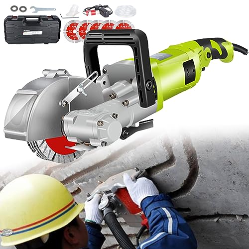 Ziegel-Beton-Schlitzmaschine, Elektrischer Mauerschlitzer mit 5-teiliger Klinge, Industrielle Mauernut-Schneidemaschine 4000 W, Leerlaufdrehzahl 7500 U/min für Granit-Marmor-Betonstein,Grün-115MM Ziegel-Beton-Schlitzmaschine, Elektrischer Mauerschlitzer mit 5-teiliger Klinge, Industrielle Mauernut-Schneidemaschine 4000 W, Leerlaufdrehzahl 7500 U/min für Granit-Marmor-Betonstein,Grün-115MM von JXYQ