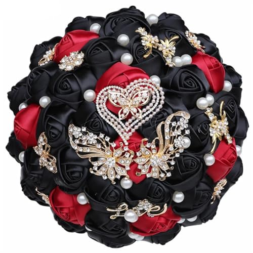 JYBNBBE 18CM Simulation Bouquet Hochzeit Dekoration Braut Brautjungfern Hand Bouquet Einfache Satin Rose Hochzeit Blume,Black Red JYBNBBE 18CM Simulation Bouquet Hochzeit Dekoration Braut Brautjungfern Hand Bouquet Einfache Satin Rose Hochzeit Blume,Black Red von JYBNBBE