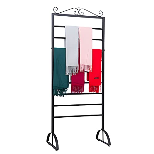 JYBNBBE Anzughosenständer, hoher, robuster Schalständer/Aufbewahrungsorganisator für Geschenkpapier/Bänder, freistehendes 9-stufiges Metallregal für Seidenschals/Handtücher/Tüche,Black-Length70cm JYBNBBE Anzughosenständer, hoher, robuster Schalständer/Aufbewahrungsorganisator für Geschenkpapier/Bänder, freistehendes 9-stufiges Metallregal für Seidenschals/Handtücher/Tüche,Black-Length70cm von JYBNBBE