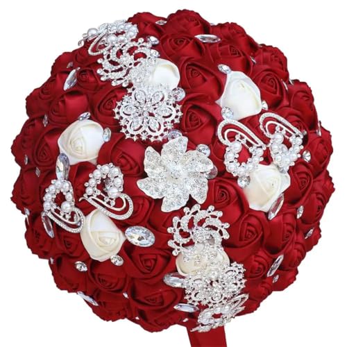 JYBNBBE Band Rose Hält Blume Romantische Künstliche Blume Brautjungfer Bouquet Hochzeit Bouquet Mit Kristall,Diameter 30cm Mix JYBNBBE Band Rose Hält Blume Romantische Künstliche Blume Brautjungfer Bouquet Hochzeit Bouquet Mit Kristall,Diameter 30cm Mix von JYBNBBE