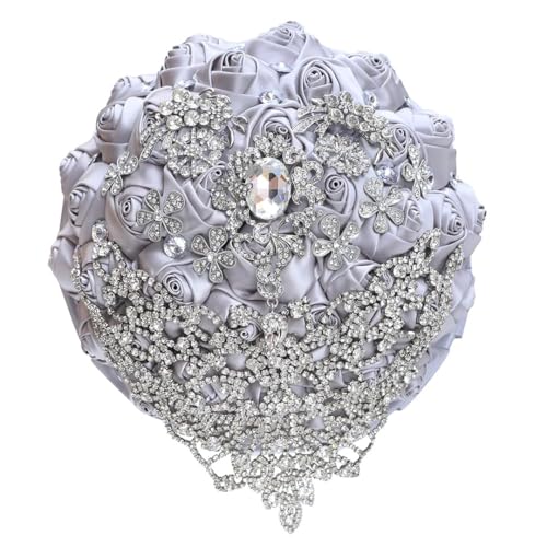JYBNBBE Blumenstrauß für Braut und Brautjungfer, handgefertigt, Blumen, Hochzeit, Party, Dekoration, Strass, Perlen, Zubehör,18cm Silver-10 JYBNBBE Blumenstrauß für Braut und Brautjungfer, handgefertigt, Blumen, Hochzeit, Party, Dekoration, Strass, Perlen, Zubehör,18cm Silver-10 von JYBNBBE