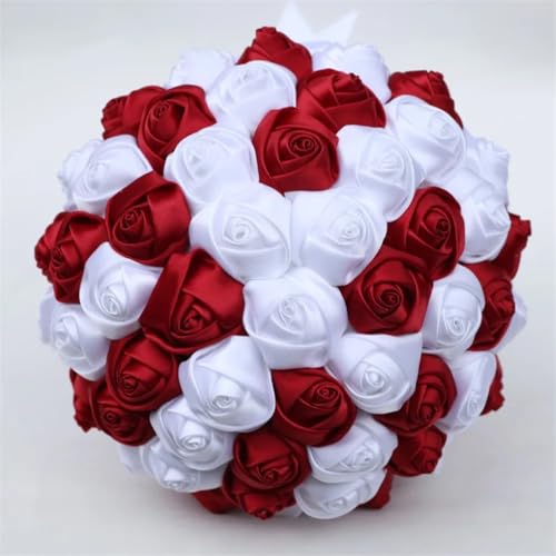 JYBNBBE Braut Hand Holding Bouquet Brautjungfer Handgemachte Perle Anhänger Strass Seide Rose Bouquet Hochzeit Liefert,Burgundy White JYBNBBE Braut Hand Holding Bouquet Brautjungfer Handgemachte Perle Anhänger Strass Seide Rose Bouquet Hochzeit Liefert,Burgundy White von JYBNBBE